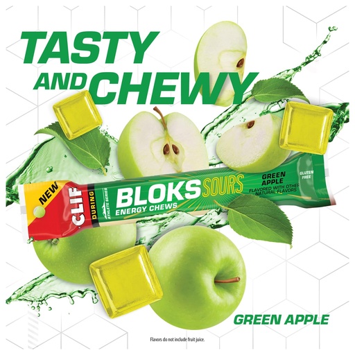 [BRSRAFADCIBAK2D5] Clifbar Shot Bloks Sours - Single Green Apple, Single Unit