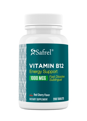 [BRSREZ32CANB4ELF] Safrel Vitamin B12 1000 mcg, 200 Fast Dissolve Tablets, Easy to Take Sublingual B12 Cherry Flavor, 200 Day Supply