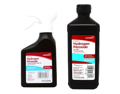 [BRSRGHQCB4JQOCI3] LEADER Hydrogen Peroxide Spray Bottle First Aid Antiseptic 3% Solution with Refill, 24 Ounce Total