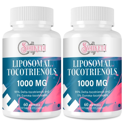 [BRSRYYD7OECA423L] Liposomal Tocotrienols 1000mg – Vitamin E Tocotrienols Supplement, Advanced Formula with 95% Delta-Tocotrienols & 5% Gamma-Tocotrienols, 60 Count (2 Bottles)