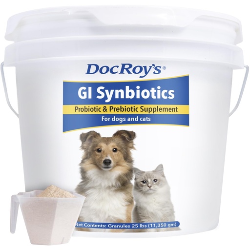 [BRSWIGY7BN7RGCI7] Doc Roy’s GI Synbiotics Probiotic & Prebiotic Granules for Dogs & Cats, Digestive & Immune Health Supplement with Live Cultures, BgMOS & Beta Glucans, Chicken Flavor, 25lb Granules