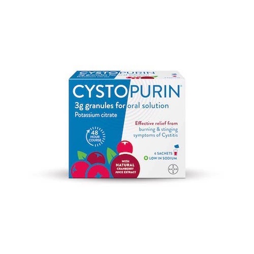 [BRSWIYYMOYFBE2IV] Cystopurin Cystitis Relief, Cranberry Flavour and Low in Sodium, 6 Sachets