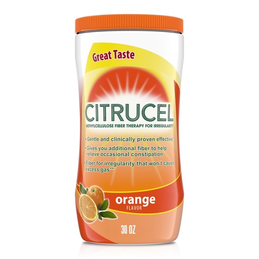 [BRSWIYYPOMNWG33C] CITRUCEL Fiber Powder for Occasional Constipation Relief, Methylcellulose Fiber Powder, Orange Flavor - 30 Ounces