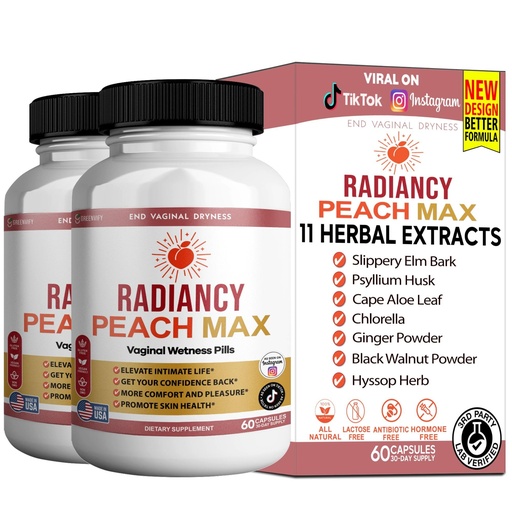 [BRSREGQDAEGQMGT5] Radiancy Peach Max Vaginal Wellness Supplement, 60 Capsules, 30 Day Supply (2)
