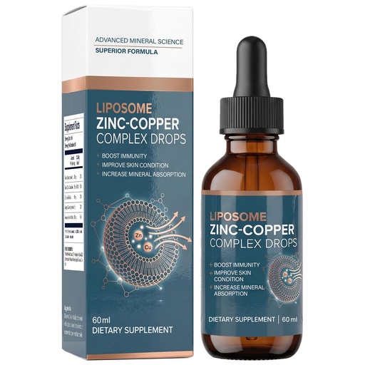 [BRSRYYAKAUHAYCLA] Liposomal Zinc Copper Liquid Drops, 50mg Zinc Picolinate with Selenium, Vitamin C and D3, Daily Mineral Balance and Wellness Support, Fast Absorption Formula