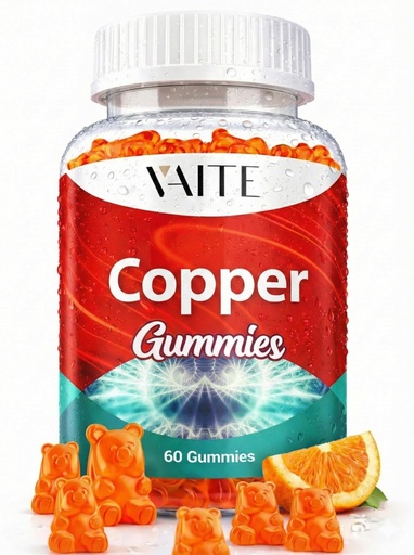 [BRSRAHQOB55GY3IY] VAITE Copper Supplement Gummies 10 mg Amino Acid Chelate – Trace Mineral that Plays a Role in Collagen Formation, Gentle on Stomach, Supports Daily Nutrition & Balance – Vegan, Non-GMO, 60 Count