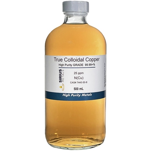 [BRSWGZD6BUPQKF3J] True Colloidal Copper 25ppm 500mL in a Glass Bottle
