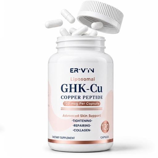 [BRSRGAI6OIHRQAI3] Erivyn Liposomal GHK-Cu Copper Peptide Supplement for Daily Skincare Routines, 120 mcg per Capsule, 120 Vegan Capsules, Beauty-from-Within Support for Skin Elasticity & Firmness