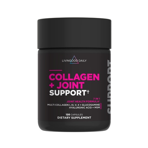[BRSRMEL3OADQ42TO] Livingood Daily Collagen + Joint Support, Grass Fed Multi Collagen Peptides I III V X with Hyaluronic Acid, Joint Support Supplement for Women & Men, Hair Skin Nails, Keto & Gluten Free, 120 Capsules