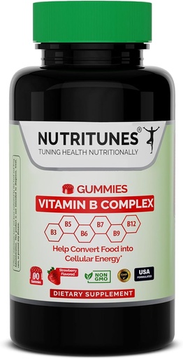 [BRSROBD3AUGRGALU] Vitamin B Complex Gummies–High Potency B Complex Vitamins Gummies with Methyl B12, Folate, Biotin & Vitamin C – Non-GMO, Vegan, Gluten-Free – 90 Gummies – Made in USA