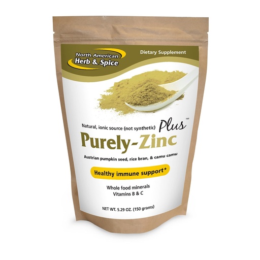 [BRSWYGIPCABB4A36] NORTH AMERICAN HERB & SPICE Purely-Zinc Plus - 5.29 oz - Whole Food Zinc Supplement - Healthy Immune Support - Austrian Pumpkin Seed, Rice Bran & Camu Camu - Non-GMO - 5 Servings