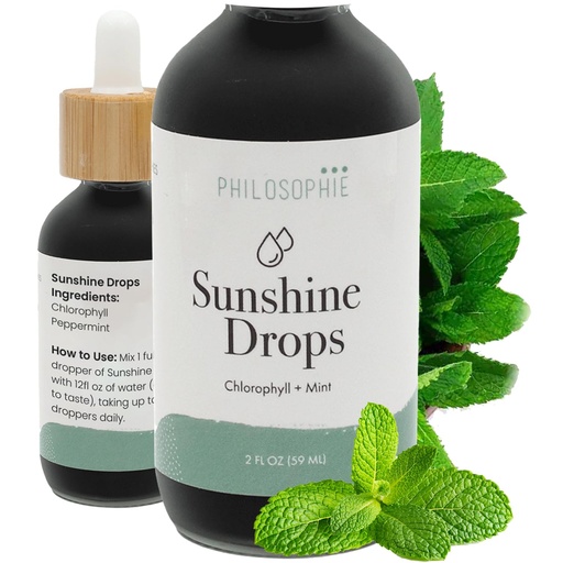 [BRSW2ZA6B4PBQEL5] Philosophie Liquid Chlorophyll Sunshine Drops for Water | Organic Chlorophyll Drops with Mint for Detox, Internal Deodorant & Energy Boost | Natural Vegan Supplement, Non-GMO, 2oz