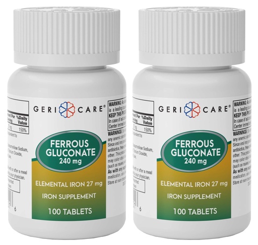 [BRSRAZYEBUPR6FD7] Gericare Ferrous Gluconate 27mg Iron Tablets, Gentle Daily Iron Supplement to Support Healthy Iron Levels & Natural Energy, Easy-to-Digest Formula, 100 Count (Pack of 2)