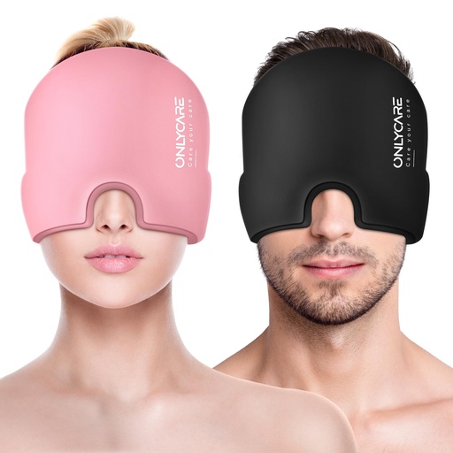 [BRSREBICA4CAIADK] ONLYCARE Migraine Relief Cap, Soothing Headache Relief Cap, Upgraded Odorless Gel Ice Head Wrap, Hot and Cold Therapy, Headache Ice Pack for Tension and Stress(Pink & Black 2 Pack)