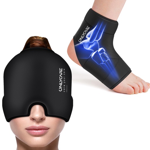 [BRSRACQCDENA2DTA] ONLYCARE Migraine Relief Cap & Ankle Ice Pack Wrap