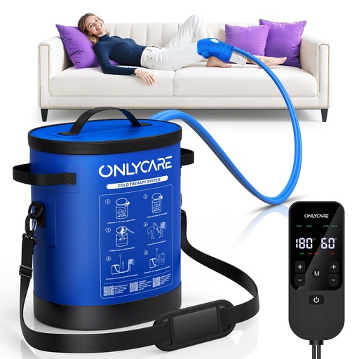 [BRSRYZQTCIHW2E34] Cold Therapy Machine, Program Timer Ice Machine for Knee After Surgery, Portable Machine with Quiet Pump, Large Cold Pad for Ankle, Arm Joints, Sports Injuries, Cryotherapy Pain Relief, Dark Blue