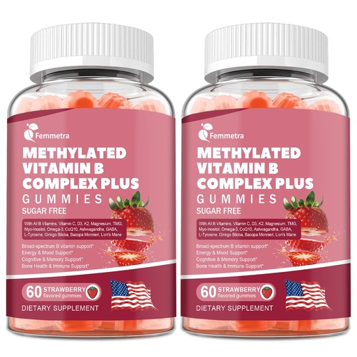 [BRSRGYL6AVYGKYA4] Ultra Methylated Vitamin B Complex Sugar Free Gummies - All B Vitamins + Vitamin C D3 K2 Ashwagandha Magnesium Omega 3 CoQ10 for Women Men - Methyl Vitamin B12, Methylfolate, B1, B2, B3, B5, B6, B7 B9