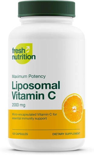 [BRSWYZL2PMGREDLO] Frisk ernæring Liposomal vitamin C - 2000 mg DNA Verifisert og Potent VIT C (fra askorbinsyre) - Svelg eller ren pulver i en drink, alle naturlige veganske vennlige, ikke-GMO, Glutenfri, Dairy-Free