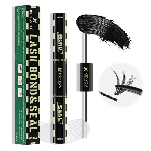 [BRSROBQLCMCWC3Y4] KEYYOU Lash Bond and Seal Black Bond and Seal Lash Glue 10ML Latex-Free Lash Cluster Glue Mascara for Long Lasting WaterProof Lash Extension Black-5ml+5ml