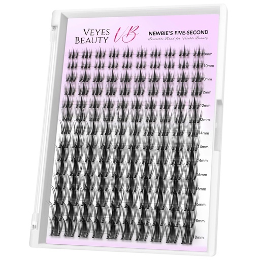 [BRSRAHADCEORS2QY] VEYESBEAUTY Manga Lash Clusters Eyelash Extensions Thin & Invisible Band DIY Individual False Eyelashes Newbie's Five-Second Series Wispy Lash Tray for Self-application, Lashes 8-18mm Mixed Length