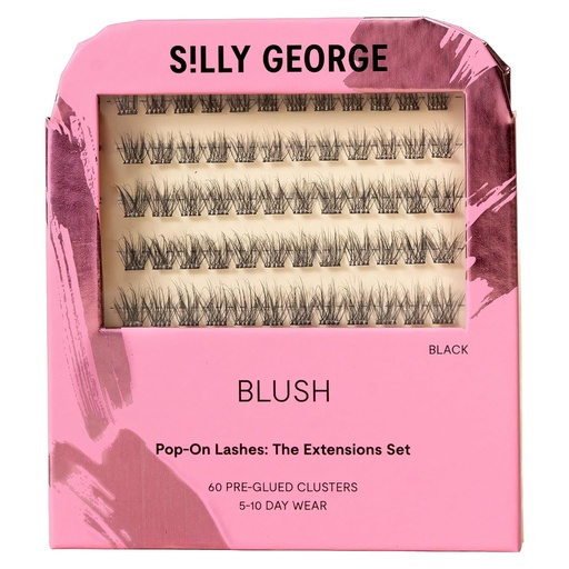 [BRSRA2Y6BYHGMFD7] Silly George Pop-On Lashes - DIY 1-Step Pre-Glued Faux Eyelash Clusters, Natural Look Extensions, Black - Blush, 5-7 Pair Set, Pack of 60 Clusters