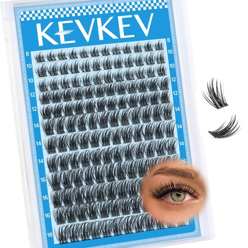 [BRSRMFDQDEMWKF3P] KEVKEV Lash Clusters 144 Pcs Eyelash Clusters Wispy Natural Cluster Eyelash Extension Thin Band & Soft Mix Length Lashes DIY Lash Extensions at Home Easy to Apply(Cloudy,8-18mix)