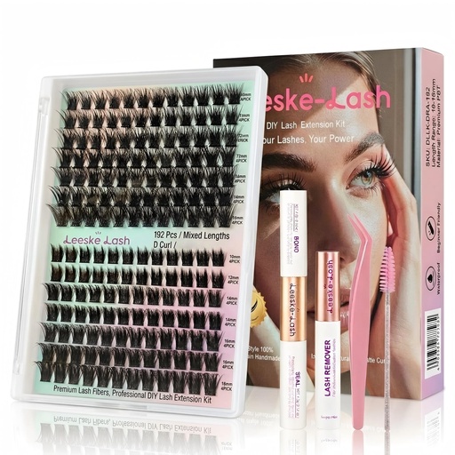 [BRSRYYD4OEDQEFDV] Lash Clusters Kit 192Pcs, Fairy D Curl Wispy Individual Eyelash Extensions with Bond and Seal Remover Tweezers, Natural Invisible Band DIY Fluffy Cluster Lashes Pack (Dramatic-D-10-16Mix)