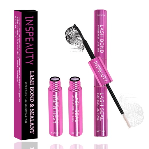 [BRSRGHQ6CEFAMDI6] Lash Cluster Glue, Lash Bond and Seal for Eyelash Clusters, 5ml+5ml Bond and Seal, Waterproof, 2-in-1 Home Use, Strong Hold for 72H