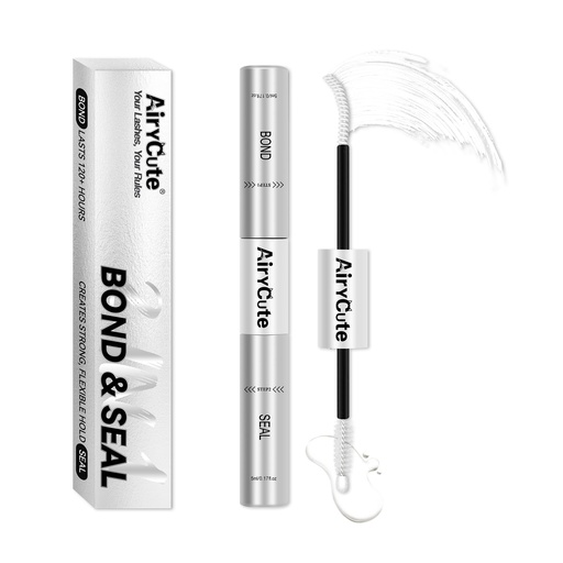 [BRSRECQ6BANROAYY] Lash Bond and Seal AiryCute, 150H Long Lasting Waterproof Lash Glue for Eyelash Clusters, Strong Hold, Latex-Free & Non-Irritating Extension Glue for Sensitive Eyes & DIY at Home(White 5ml+5ml)