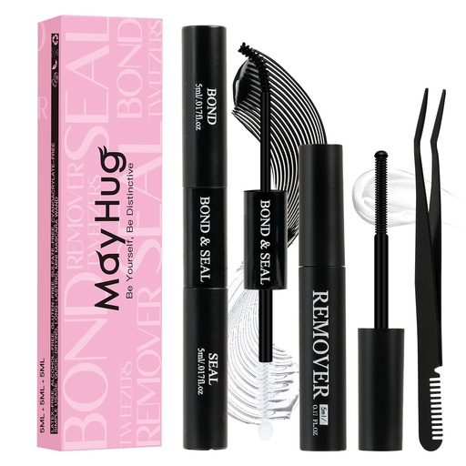 [BRSREHT6AB4AIDIV] Mayhug Lash Bond and Seal with Lash Glue Remover and Tweezers for Lash Extension Clusters Fast Removal, Waterproof Eyeash Glue Lash Extension Remover Lash Applicator Tools for Beginners