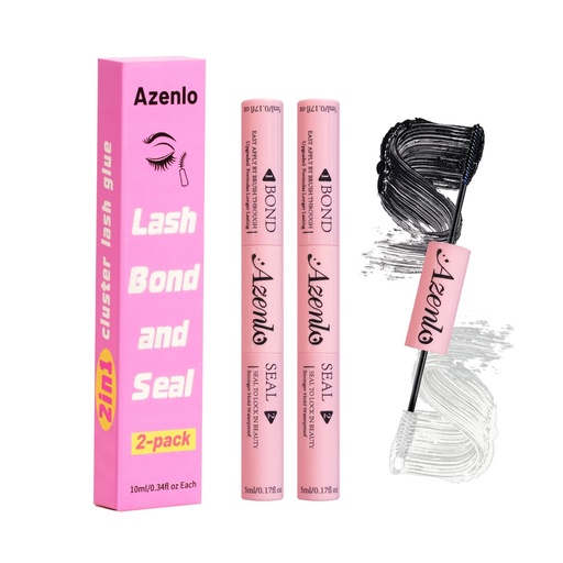 [BRSREYY5BN7AI3L7] Azenlo 2-Pack Cluster Lash Bond and Seal Glue - Dual-Ended Waterproof Latex-Free Lash Adhesive for Lash Extensions, Strong Hold All-Day Wear & Effortless Application for DIY Lash Clusters