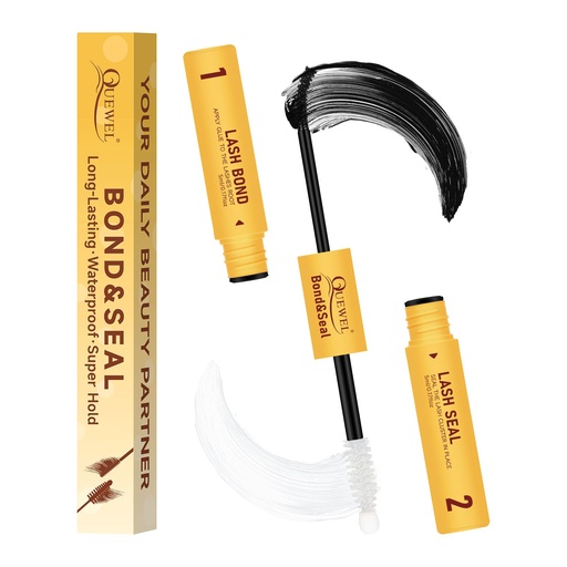 [BRSRAEITOUDWKELG] QUEWEL Lash Bond and Seal, 2 in 1 Lash Cluster Glue 10ML Eyelash Glue Waterproof Lash Bond and Seal Strong Hold for DIY Lash Extensions at Home
