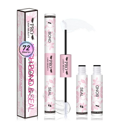[BRSREHANOECQI334] PROLASHBEAUTY Lash Cluster Glue Clear Lash Glue Lash Bond and Seal for Eyelash Clusters 2-3S Fast Drying Waterproof Strong Hold 72H+ Eyelash Glue (10ml, Clear Bond & Clear Seal)