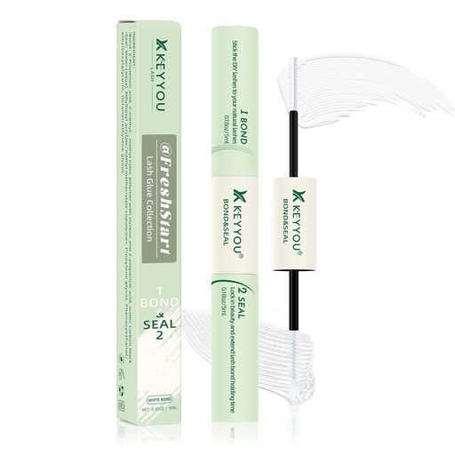 [BRSREHAYCUCQ4A33] KEYYOU 10ml White Lash Glue Latex-Free Bond & Seal for Sensitive Eyes | Strong Hold 2-In-1 Bond & Seal Gentle, Non-Irritating White Glue Blends in Easily Great for travel, Parties or Daily