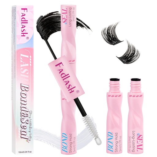 [BRSREFTQAR6BQEQ6] FADLASH Lash Bond and Seal Eyelash Glue DIY 2 in 1 Lash Clusters Glue with Mascara Wand for Strong Hold 72 Hours Long Lasting 10ml