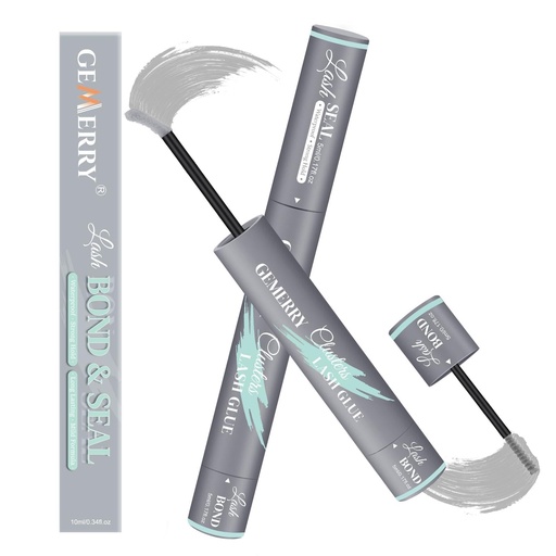[BRSRGYAFOBYWYDL2] GEMERRY Lash Glue Bond and Seal(5ml+5ml, Grey) | 2-in-1 Home Use Strong Hold 72H Waterproof Eyelash Glue for Eyelash Clusters