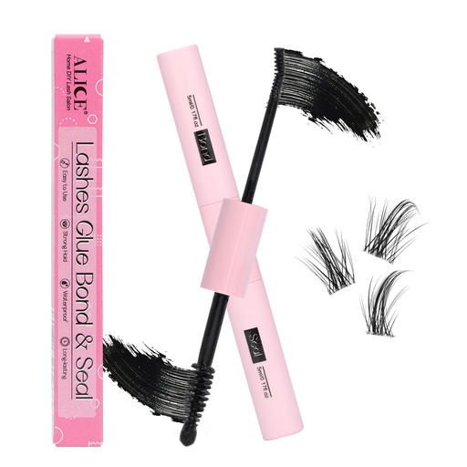 [BRSRMBQFDMAQYELU] ALICE Lash Bond and Seal, Cluster Lashes Glue for DIY Eyelash Extensions, Individual Lash Glue for Clusters Eyelash Strong Hold Long No Latex Lasting Waterproof (Black 5ml×2)