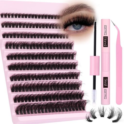 [BRSROGAFAQIGKCLO] zanlufly Volume Lashes Extension Kit 20MM Mink Lashes Clusters Individual Lashes with Lash Bond and Seal and Applicator Thick Eyelashes Extension Kit