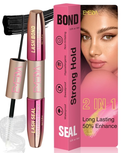 [BRSRAAIPOEPR42DX] Lash Cluster Glue, 2-in-1 Lash Bond and Seal Waterproof Lash Glue for Eyelash Clusters Strong Hold for 72 Hours DIY Individual Eyelashes Extensions Latex Free by EMEDA