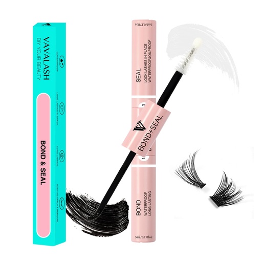 [BRSROYI7OQNGOC33] VAVALASH Lash Bond and Seal Cluster Lash Glue Individual Lashes Glue for DIY Lash Extensions Long Retention Strong Hold 48-72 Hours Waterproof Lash Bond for Lash Clusters(5ml+5ml)