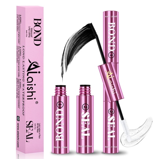 [BRSREH32BUIAOGQ6] Lash Clusters Glue, Eyelash Bond and Seal, Long-Lasting 150H Waterproof, Non-Irritating Lash Extension Glue for DIY Individual Lashes at Home (Black-5ml+5ml)