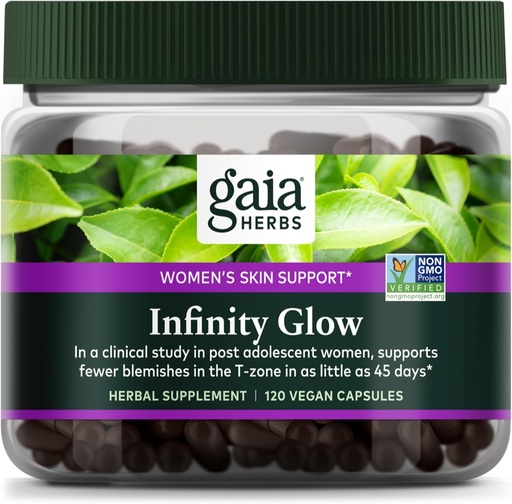 [BRSRAYY2C4IWM3LP] Gaia Herbs Infinity Glow - Women's Skin Support Supplement - Skin Care for Women with Green Tea, EGCG, Reishi Mushroom, Pomanox Pomegranate & Spearmint - 120 Vegan Capsules (30-Day Supply)