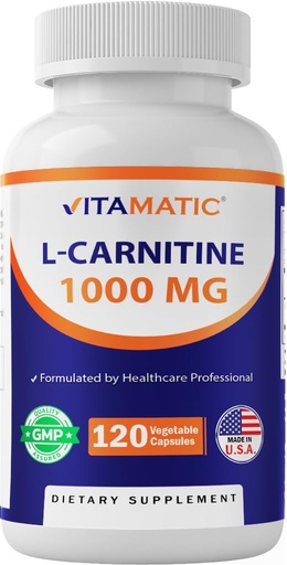 [BRSW2CT3CMPGGFYV] Vitamatic L-Carnitine Fumarate 1000 mg - 120 Vegetable Capsules (1 Bottle)