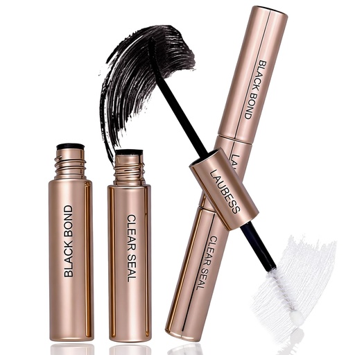 [BRSREHT3OQDQGFLH] Lash Bond and Seal Lash Glue Waterproof LAUBESS 2-IN-1 Cluster Lash Glue for Eyelash Clusters 72H 10ml (Black/Clear)