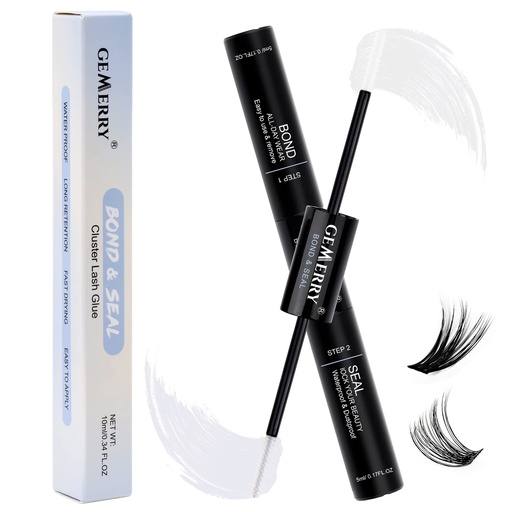 [BRSROZAFDNYW2DLU] Lash Bond and Seal 10ml GEMERRY Bond and Seal Lash Glue for Lash Clusters Strong Hold 48-72 Hours Cluster Lash Glue Lash Bond and Seal Waterproof Mascara Wand Bond and Seal(Clear, 10ml)
