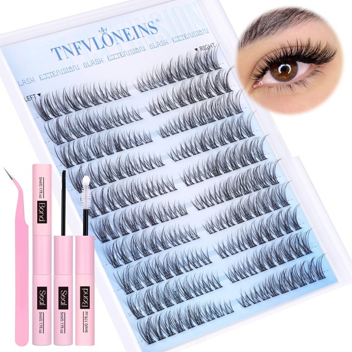 [BRSROCYPCAMGM23H] Wispy Lash Extension Kit Natural Lash Clusters 180Pcs Individual Lashes Clusters Kit Natural Eyelash Extension Kit C Curl Cluster Eyelash Extensions with Bond and Seal and Tweezers by TNFVLONEINS