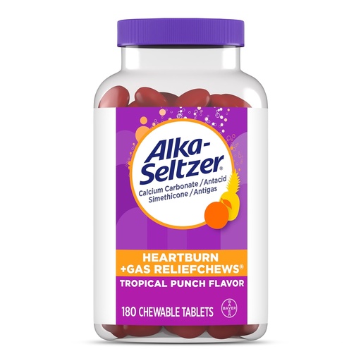 [BRSWYAYOOUBAIHI7] Alka-Seltzer Heartburn + Gas ReliefChews, Antacid + Antigas Chews for Fast Heartburn Relief, Gas, and Acid Indigestion Relief On the Go, 180 Ct