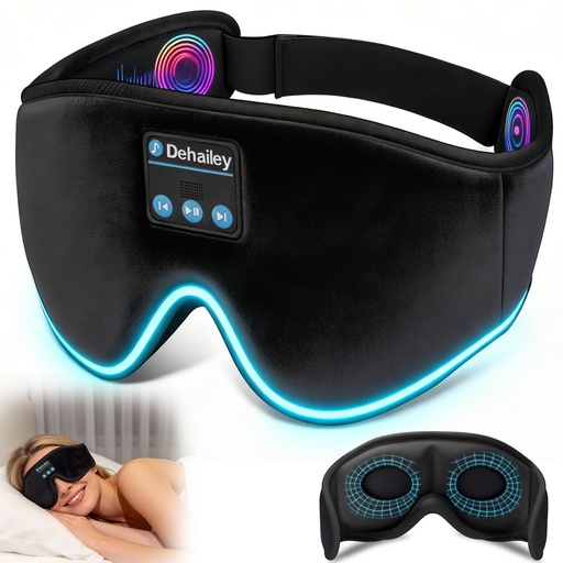 [BRSRGFAHAV6R423V] Sleep Headphones, 3D Sleep Mask with Bluetooth Headphones, 100% Light Blocking Music Eye Mask, Sleeping Headphones for Side Sleepers Sleeping Mask Thin Stereo Speakers Perfect for Sleeping