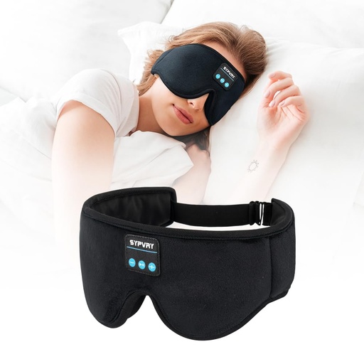 [BRSROYD2DF6A4CL3] Bluetooth Sleep Mask Wireless Headphones 3D Bluetooth Eye Mask for Side Sleepers SYPVRY Blackout Eye Mask with Headphones Speaker for Airplane,Travel, Black