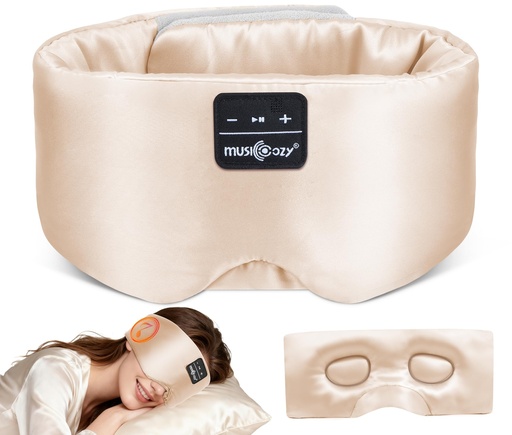 [BRSREHQDOQNBYYLZ] MUSICOZY 3D Silk Bluetooth Sleep Mask Headphones, Mulberry Silk Eye Mask with Ultra-Thin Wireless Speakers, Bluetooth 5.4 Sleeping Headphones for Side Sleepers, Music Sleep Mask Gifts for Men Women
